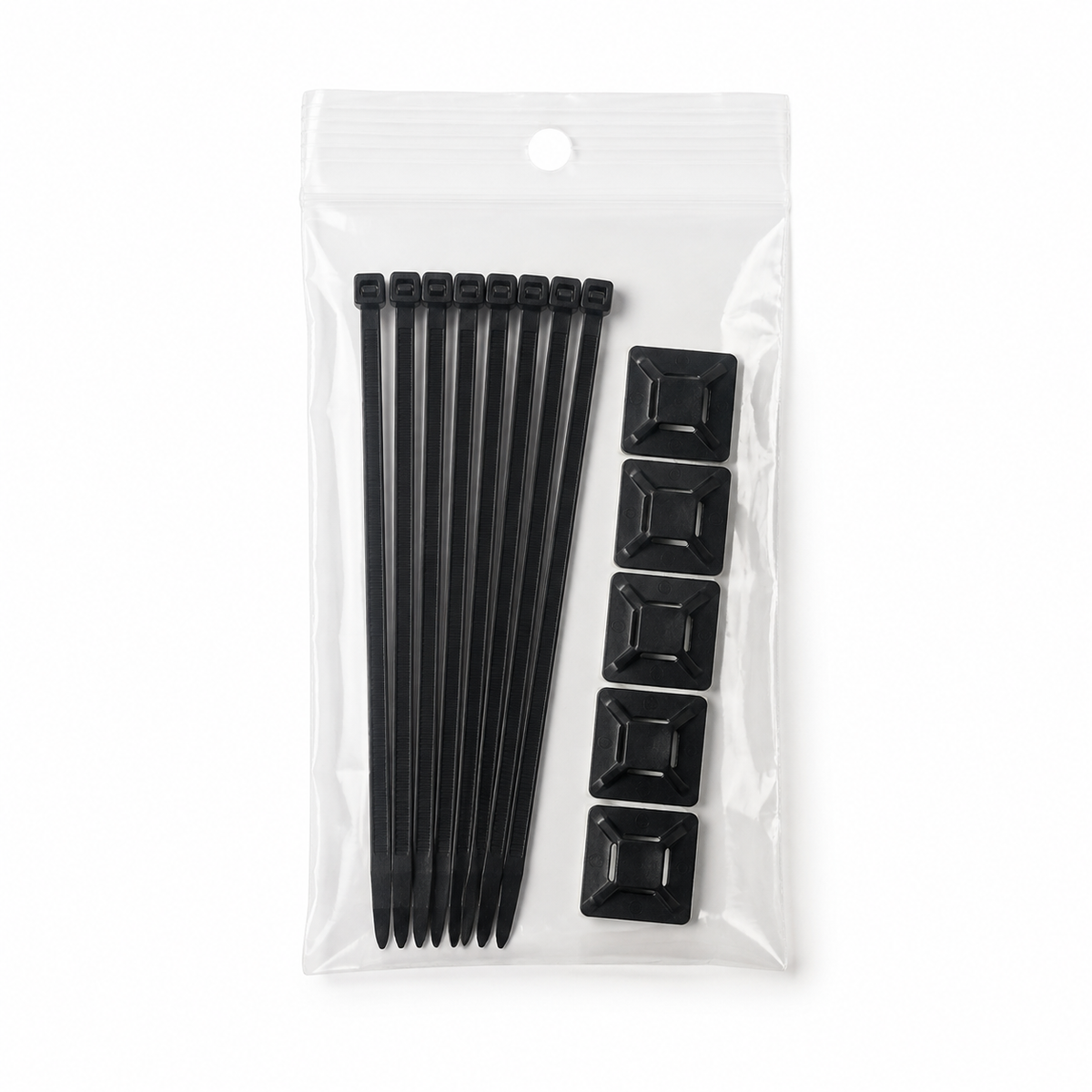 12 Volt Hub Tidy Pack with ten cable ties and five adhesive cable tie mounts