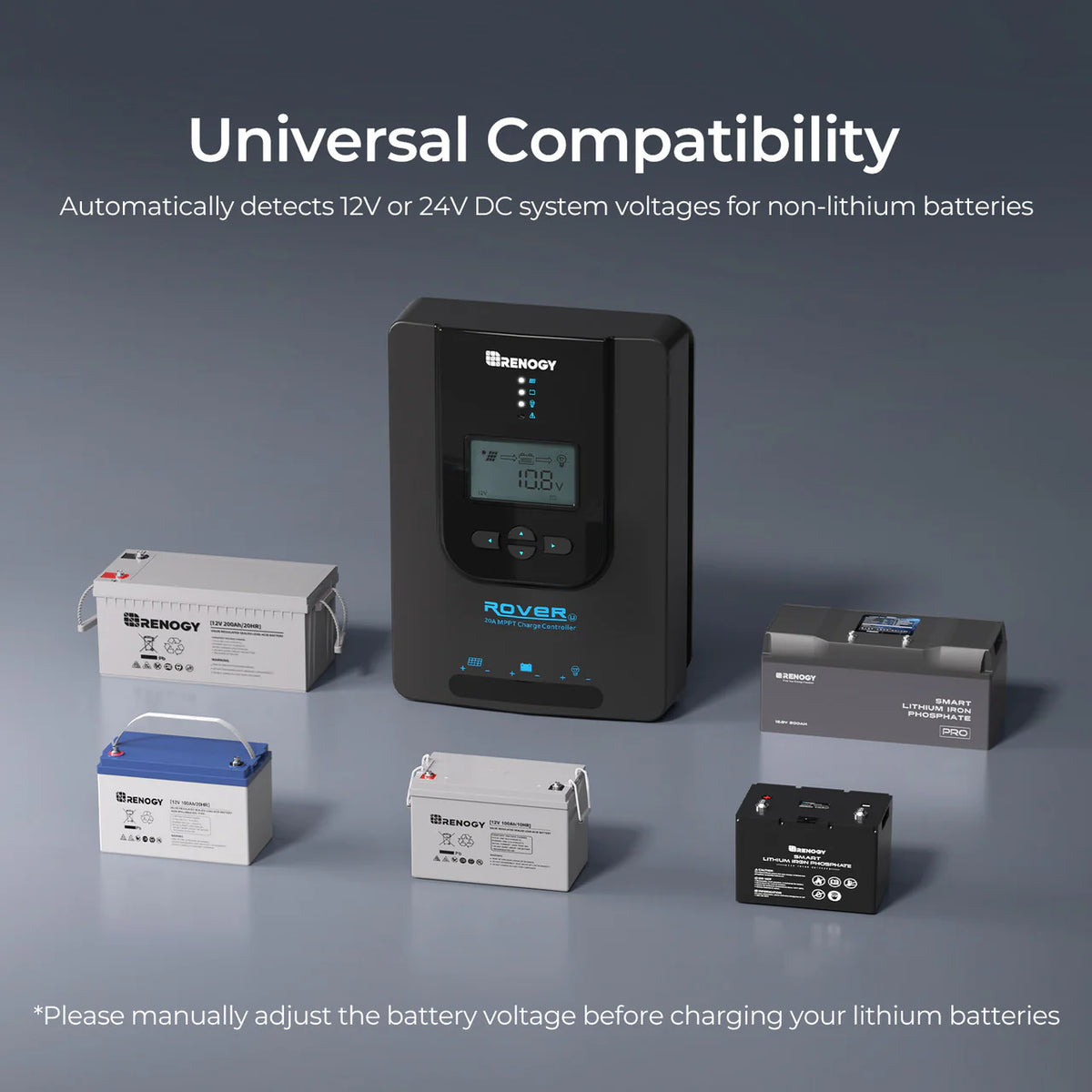 Renogy Rover Li 20A controller battery compatibility