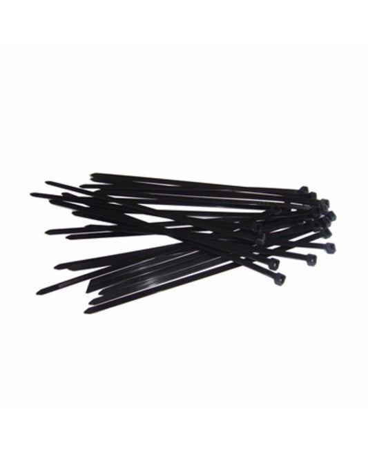 Fine black 100 x 2.5mm cable ties for small automotive wiring