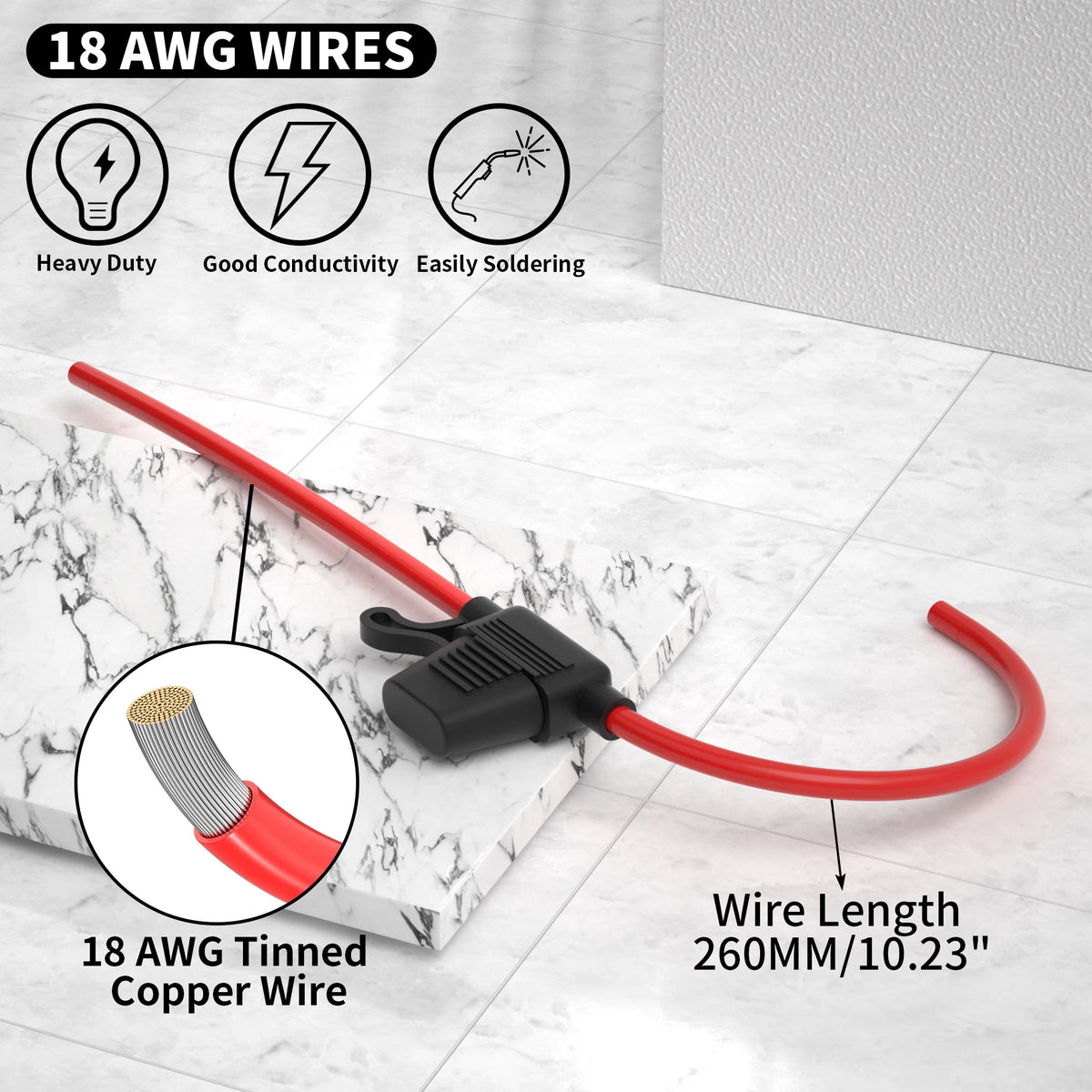 Inline ATC ATO blade fuse holder for 12V automotive circuits