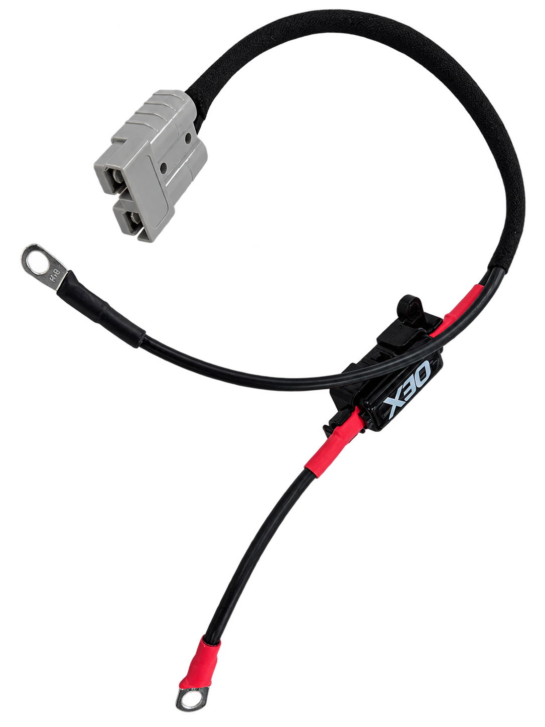 12 Volt Hub 500mm fused auxiliary battery connection loom on transparent background
