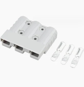 Grey three-way Anderson-style connector housing with three terminals