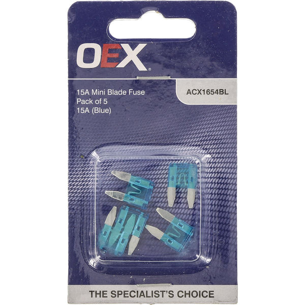 OEX Mini Blade Fuse 15A Blue