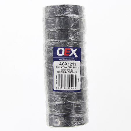 Ten rolls of OEX black PVC insulation tape