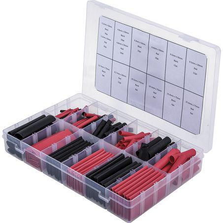 OEX dual wall adhesive heat shrink assortment with 188 red and black pieces in organiser case