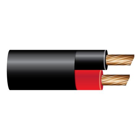 OEX red and black twin core automotive cable inside protective black sheath