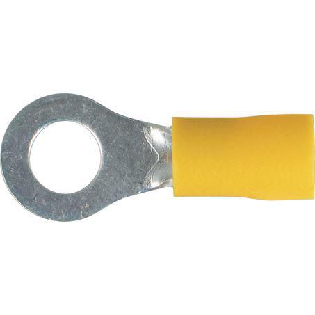 Yellow vinyl insulated ring crimp terminal