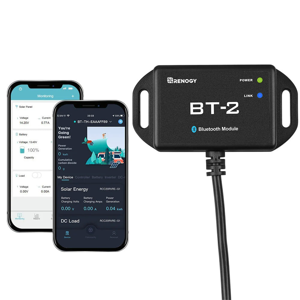 Renogy BT-2 Bluetooth module with Renogy mobile app monitoring