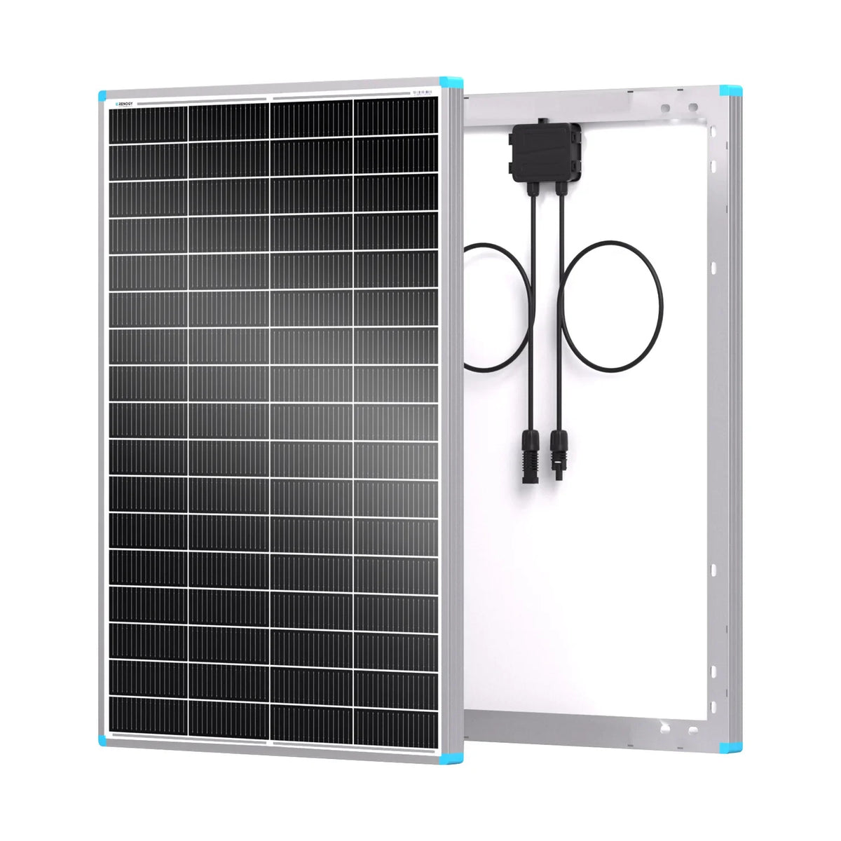 Renogy fixed N-Type rigid solar panel front and rear view