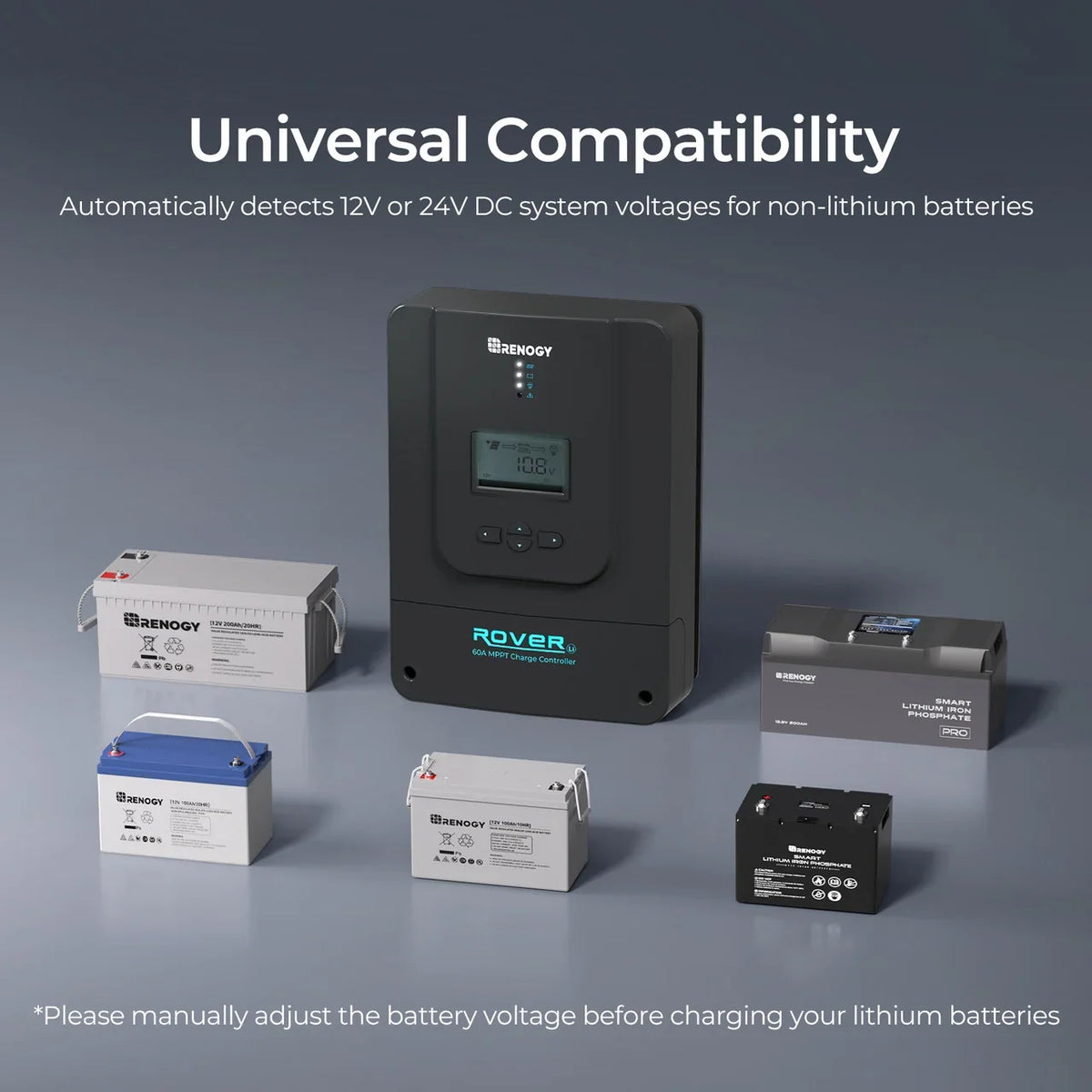 Renogy Rover Li 60A MPPT controller battery compatibility