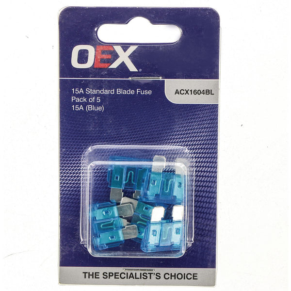 OEX Standard Blade Fuse 15A Blue