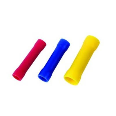 Red blue and yellow vinyl insulated butt connector assortment