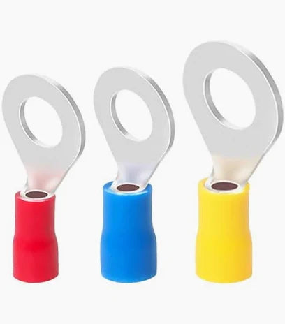 Red blue and yellow vinyl insulated ring crimp terminal range